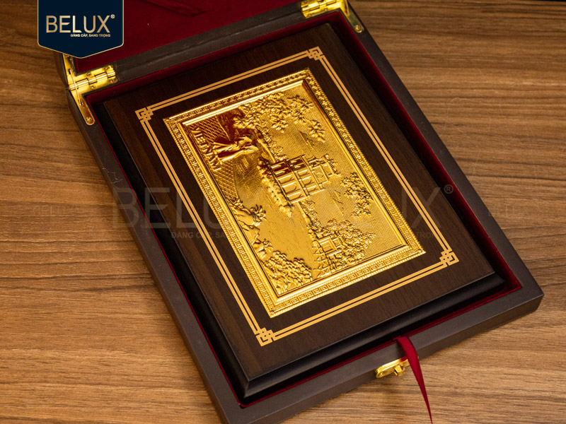 Tranh Tháp Rùa mạ vàng 24k 22x17cm